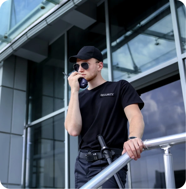 SIA licensed Intraguard security officer on radio patrol